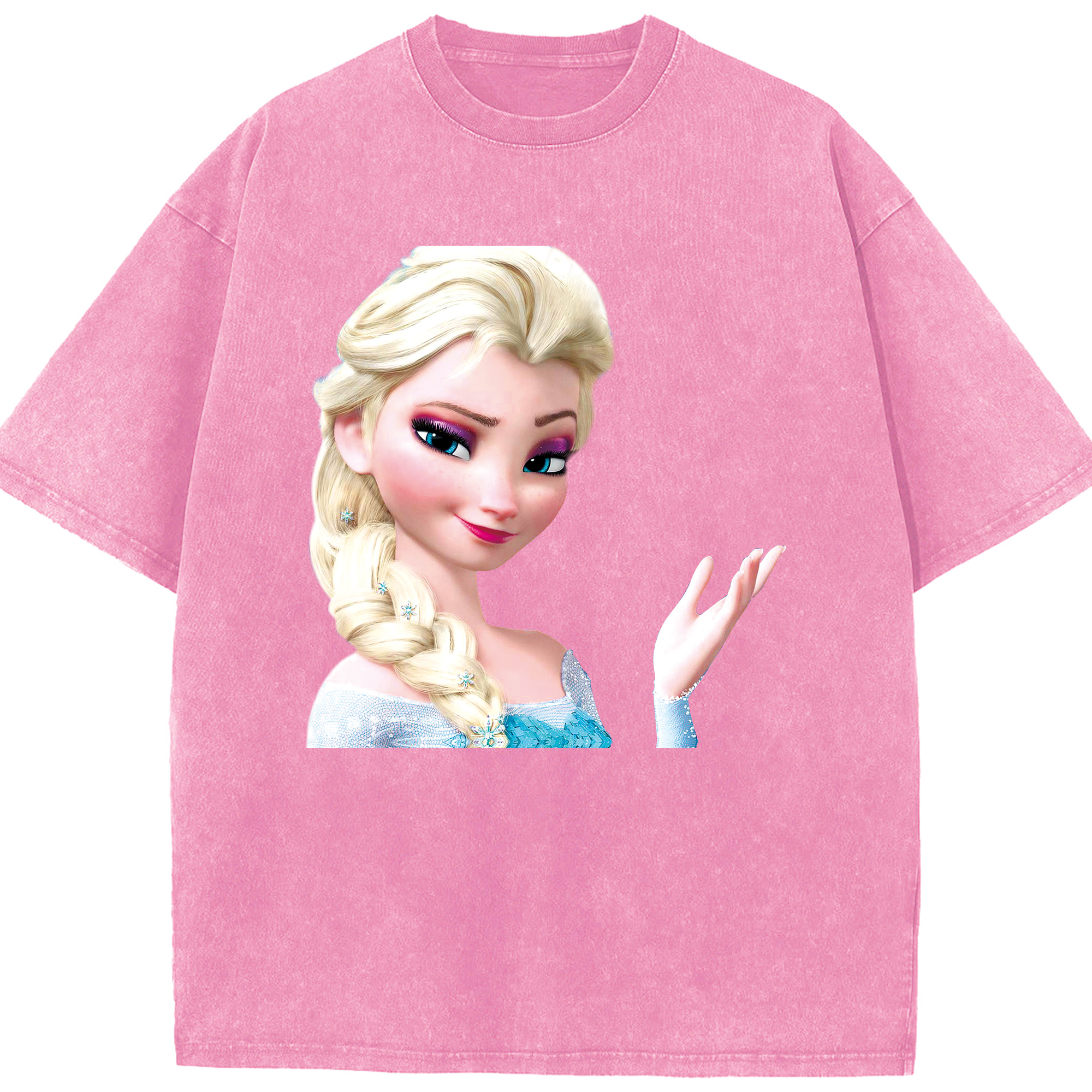 （画像用） アナと雪の女王 アンナ エルサ Frozen Anna Elsa 綿100% ヴィンテージ風 半袖Tシャツ（フロントプリント）